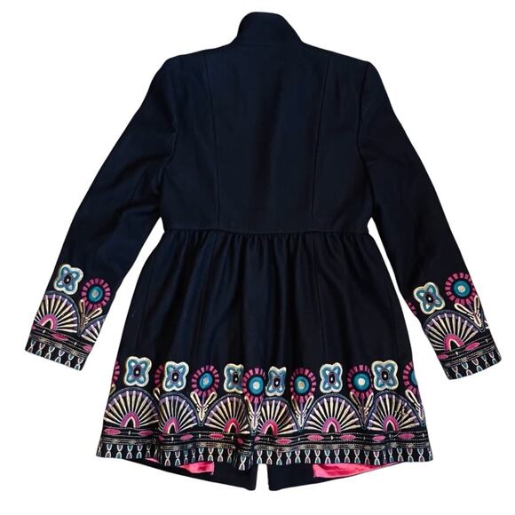 Anthropologie Through The Lens Plenty Tracy Reese Sz 8 Black Embroidered Coat - Picture 9 of 13
